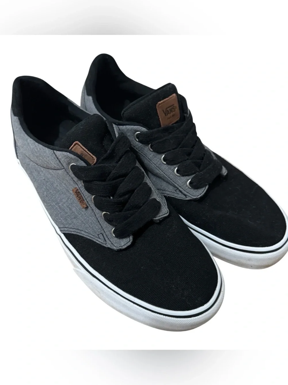 🛹Vans Men’s Atwood Deluxe Black & Gray Canvas Skater Shoes Sneakers 11